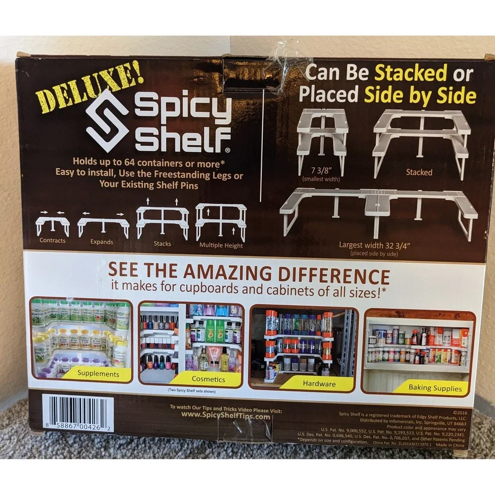 Spicy Shelf Stackable Cabinet‎ Organizer Adjustable Kitchen Storage Set of 2 NEW